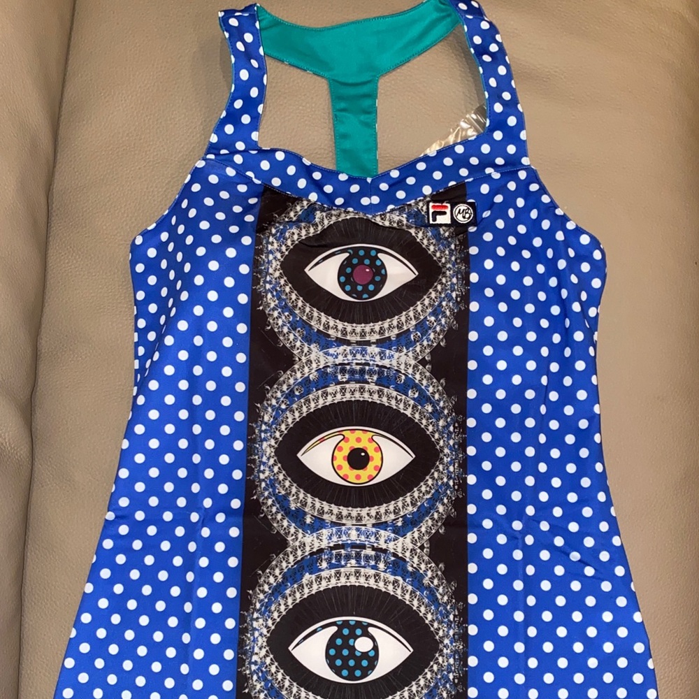 Fila Evil Eye Preppy Tank Top Atleisure Polka Dot Tennis PickleBall Size S M New - Picture 4 of 16
